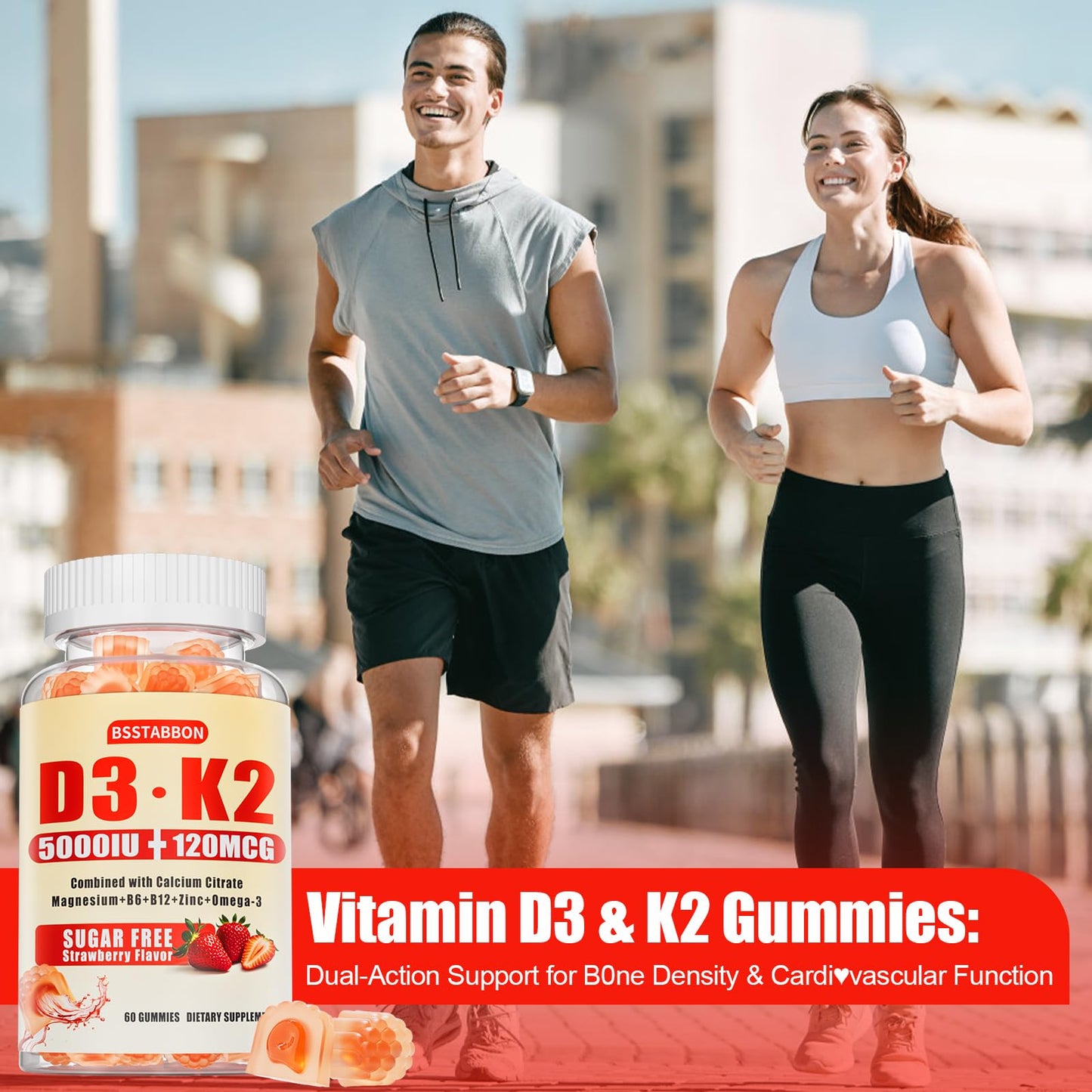 BSSTABBON Vitamin D3 K2 Gummies for Women, 120 Count