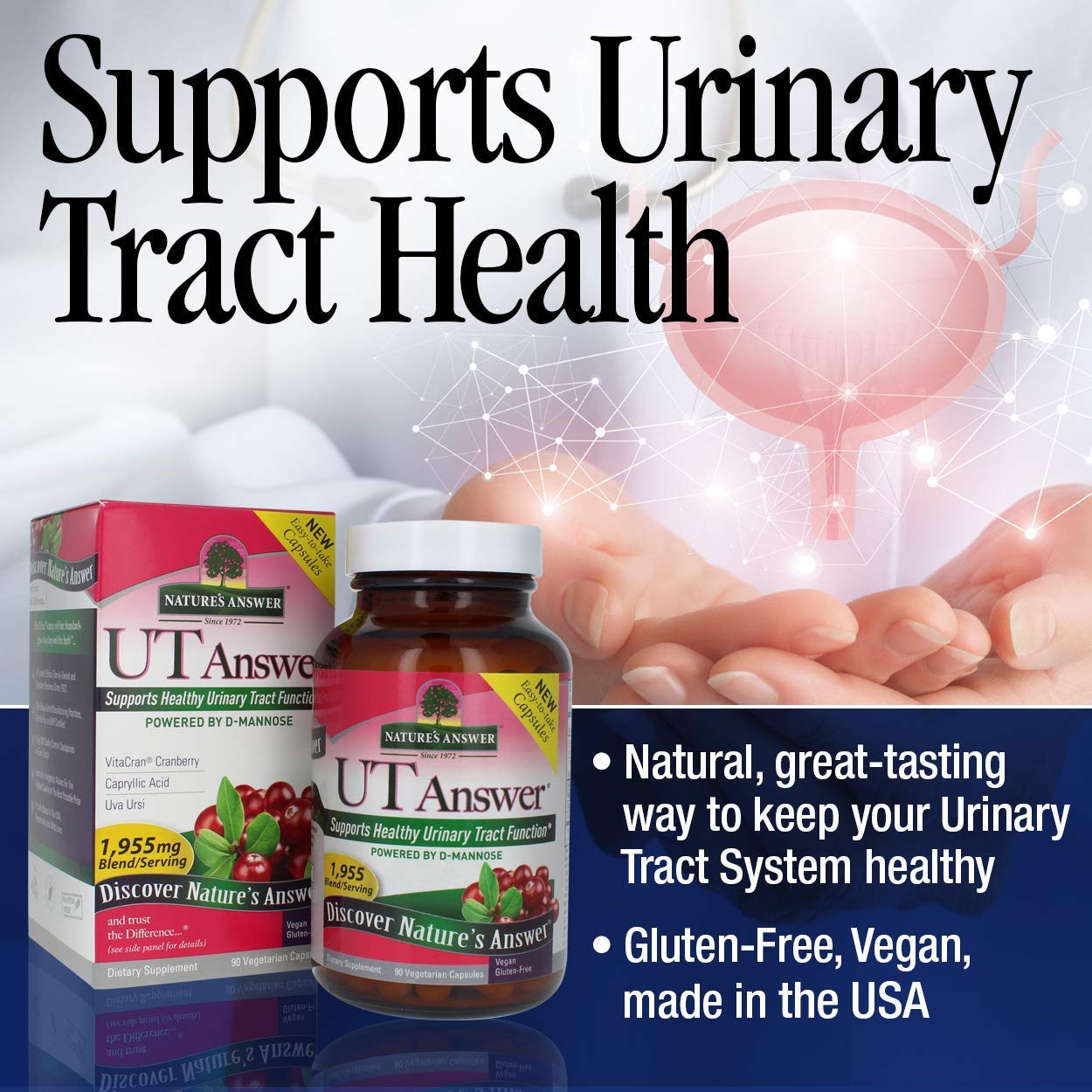 Nature's Answer Urinary Tract Health Cranberry Flavor Dietary Supplement Capsules, 90 Capsules
