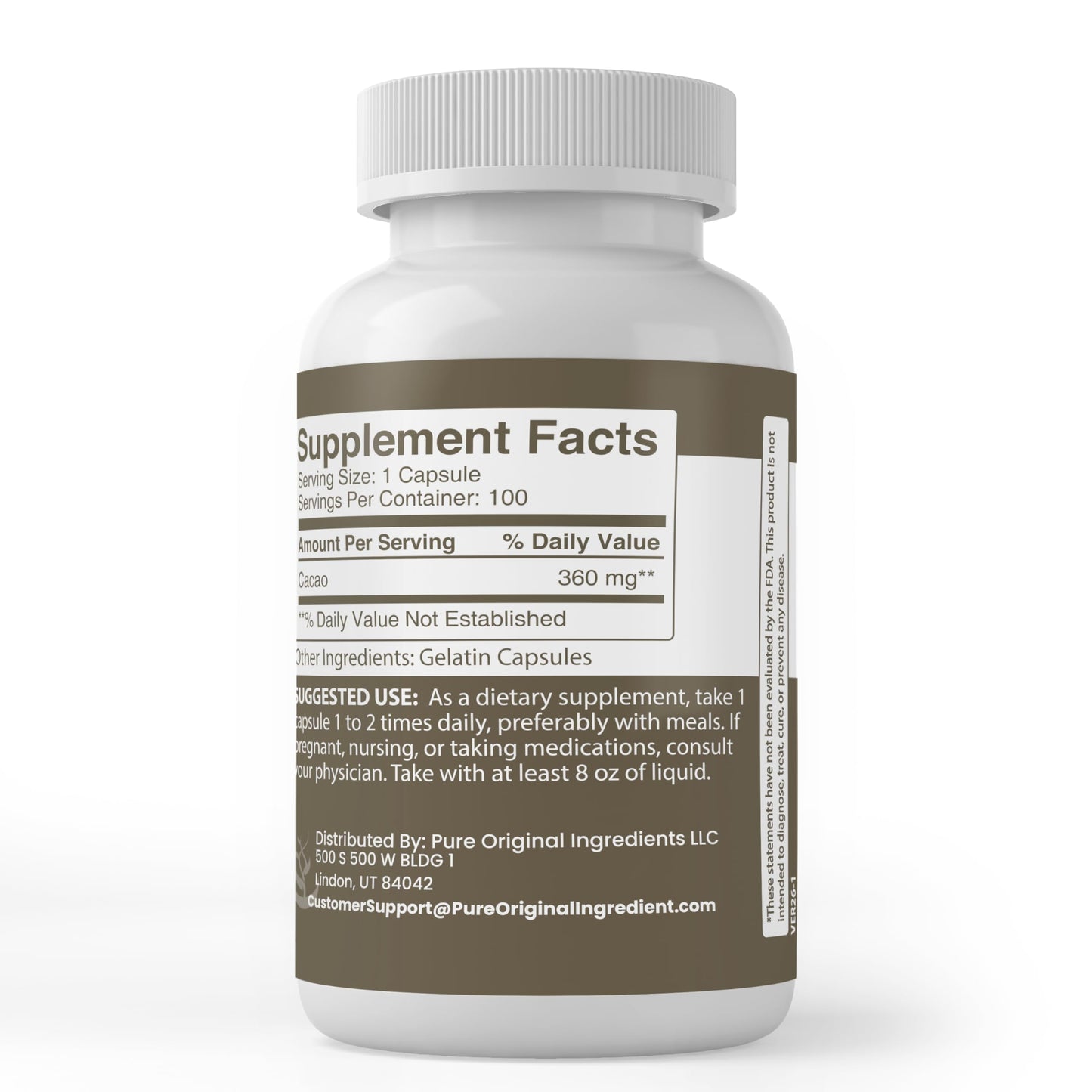 Pure Original Ingredients Cacao Capsule 100 Capsules