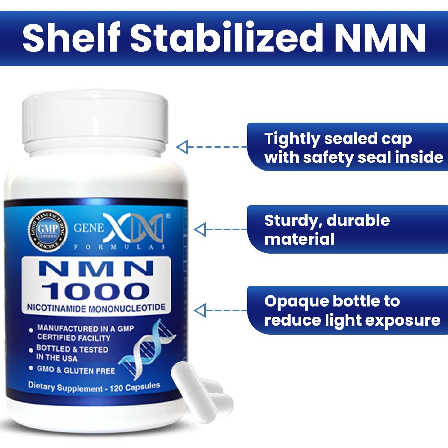 Genex Formulas NMN 1000mg Capsules, 120 Count