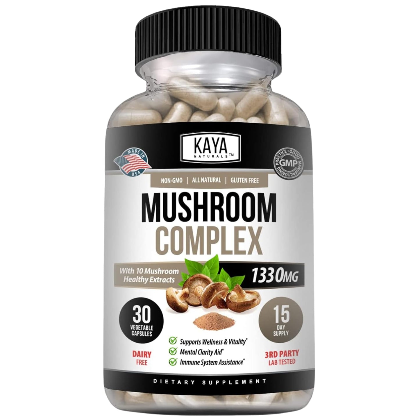 Kaya Naturals Premium Mushroom Complex Capsules 30 Count