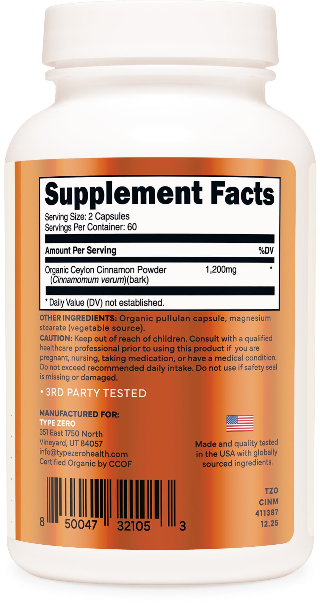 Type Zero Ceylon Cinnamon Capsules 120 Capsules