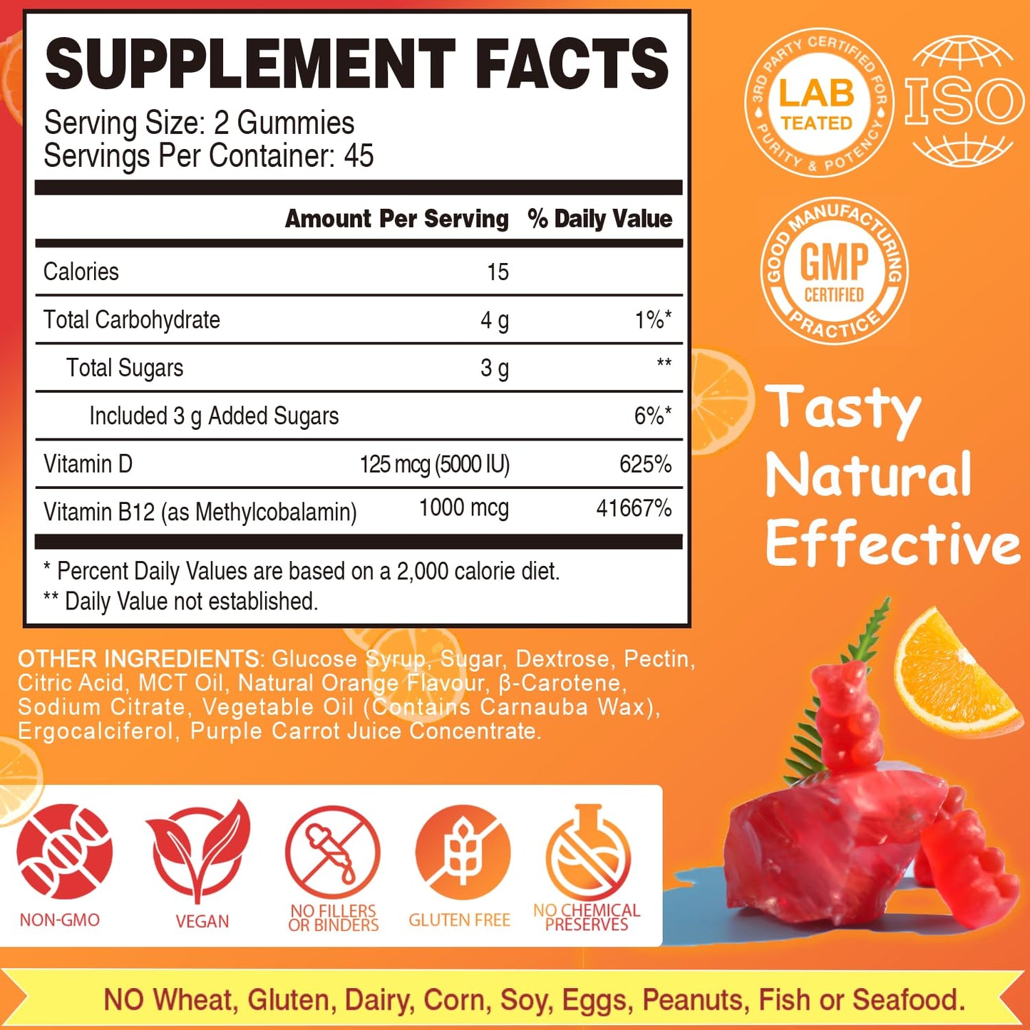 VEGEPOWER Vegan Vitamin D3 & B12 Gummies, 90 Count