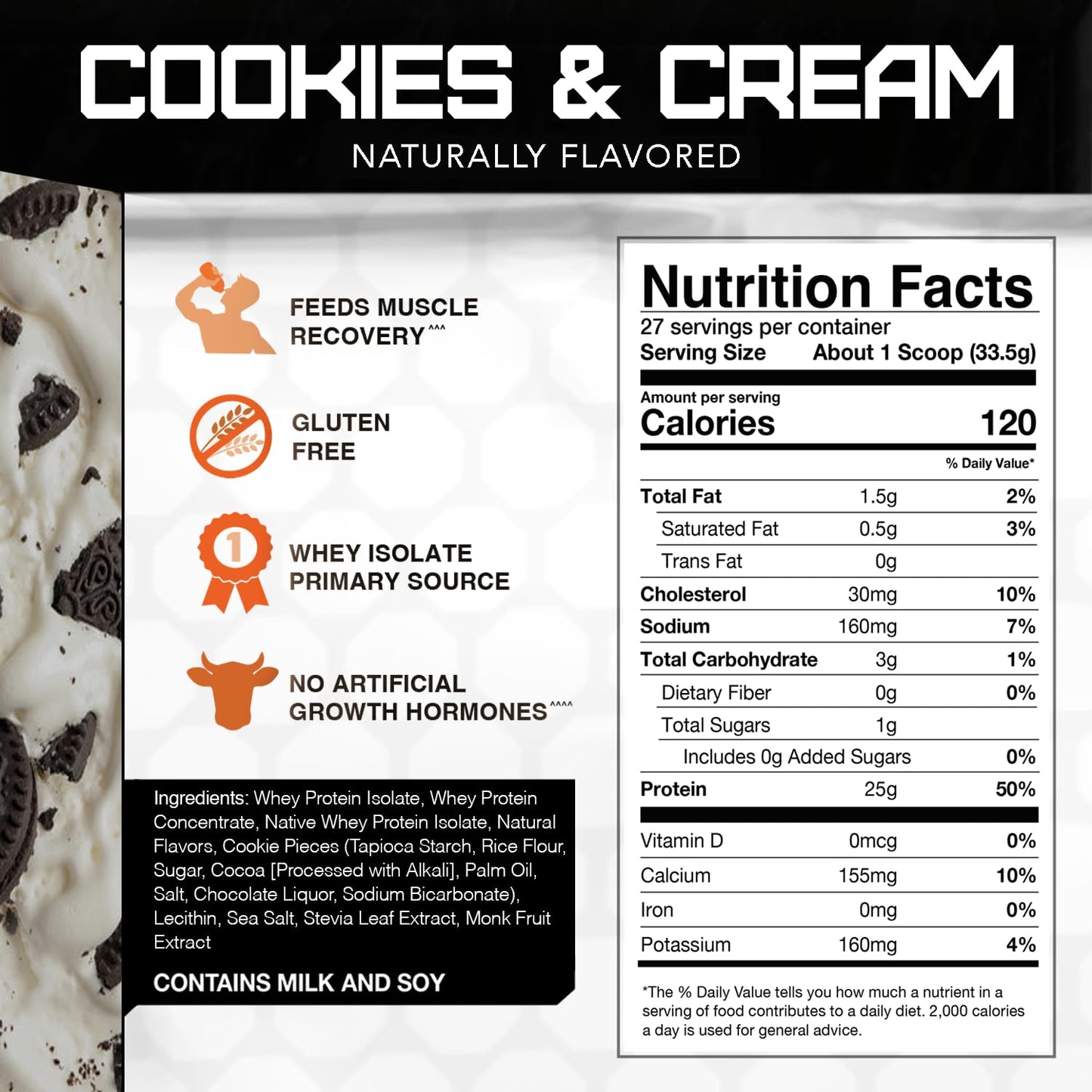 Rival Nutrition Rival Whey Cookies and Cream Powder 32 Servings