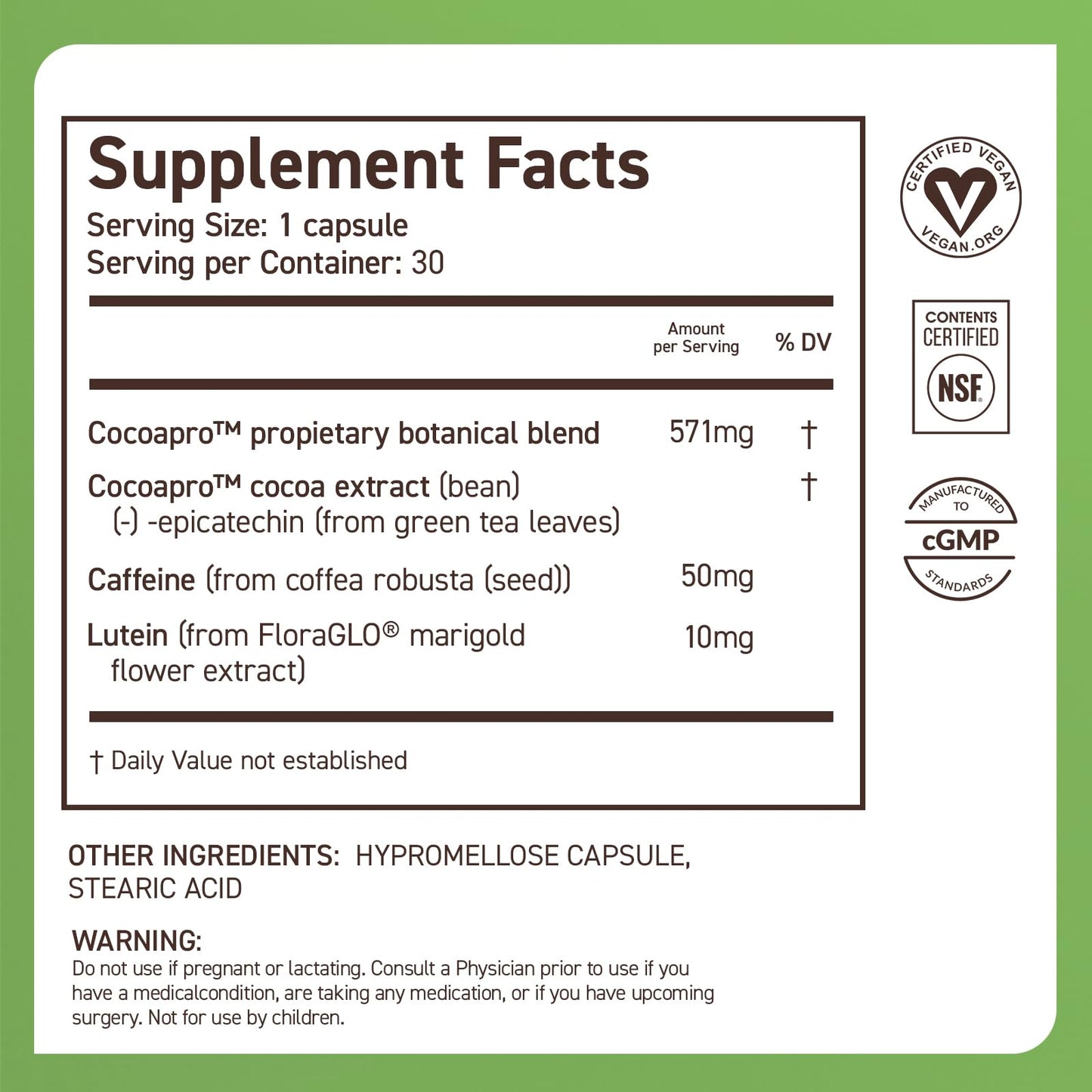 CocoaVia Memory & Focus Brain Supplement Capsules, 30 Capsules