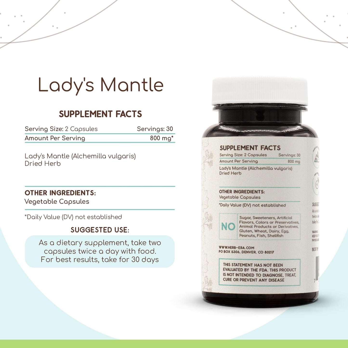 HerbEra Lady's Mantle Capsules, 60 Count