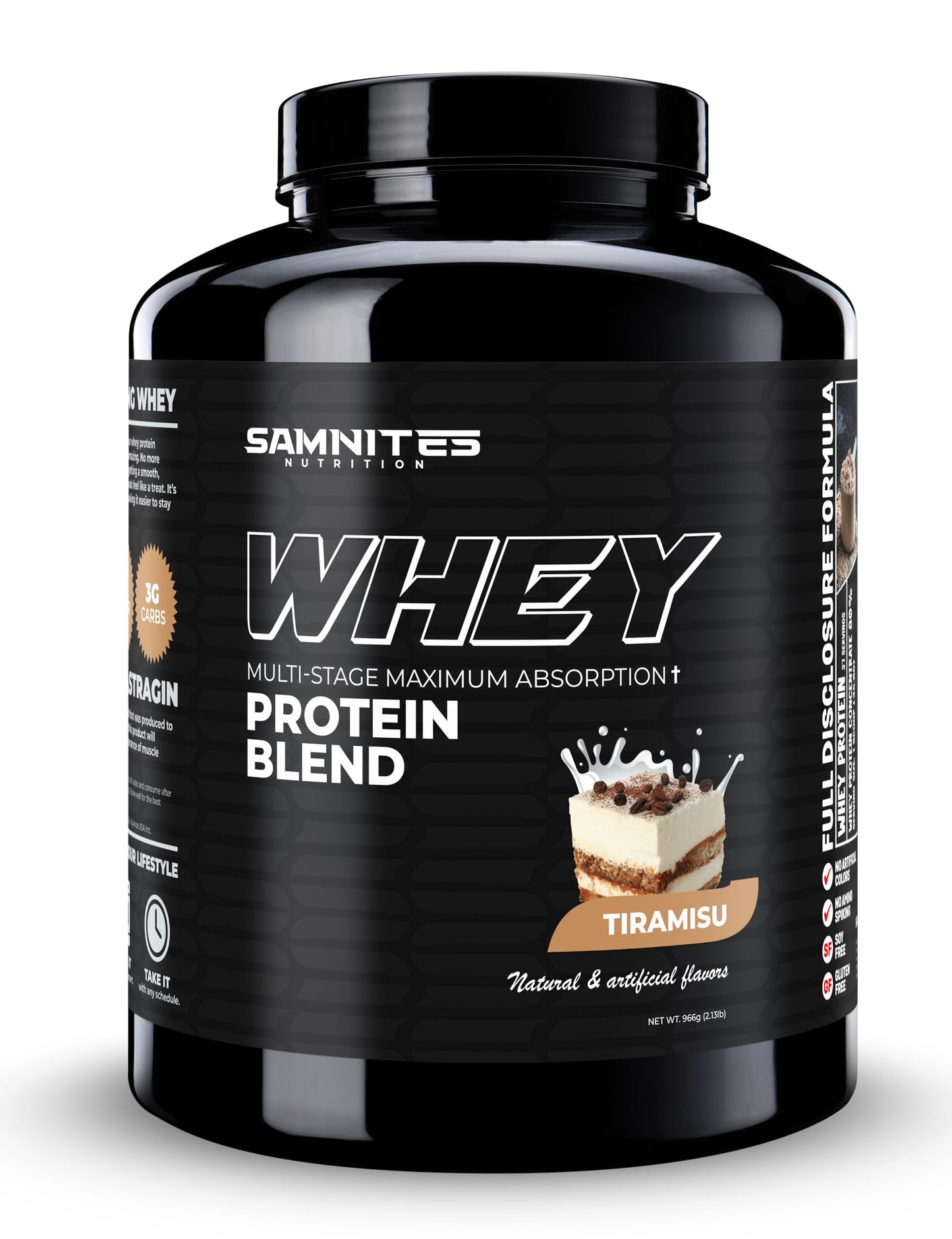 Samnites Nutrition Whey Protein Blend Powder, Tiramisu, 1.9 lb