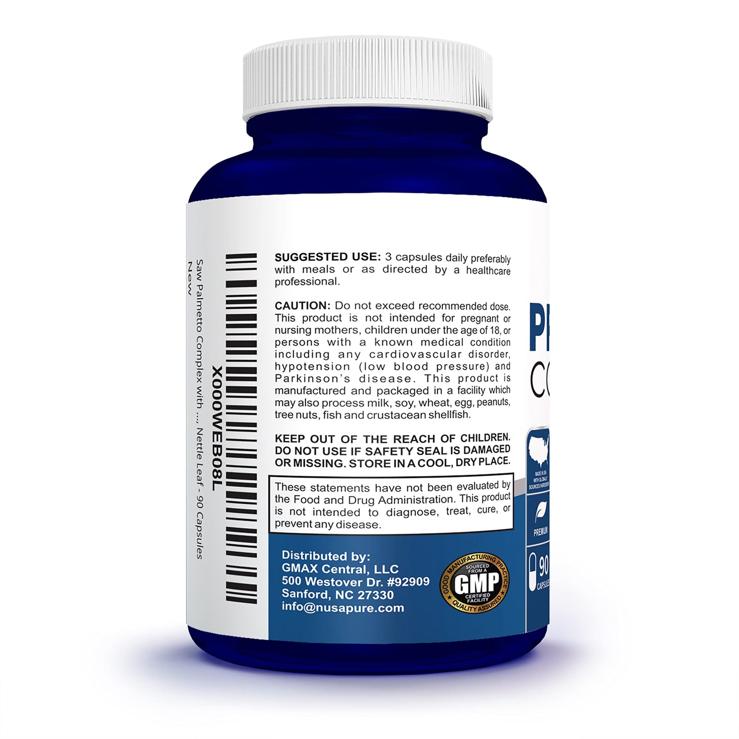 NusaPure Saw Prostate Palmetto with B Complex & Graviola Capsules 90 Count