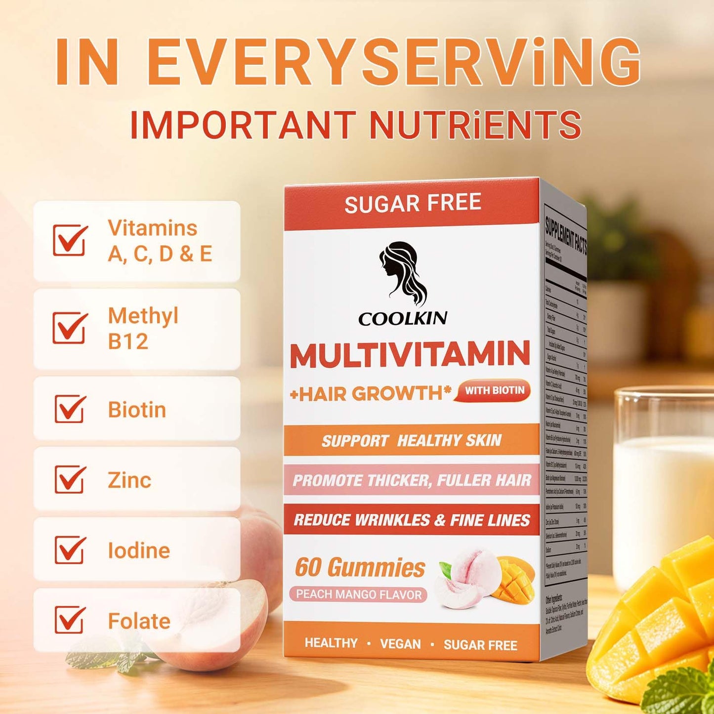 COOLKIN Multivitamin Hair Growth Gummies 60 Count