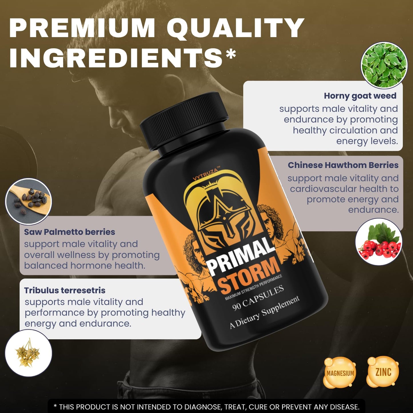 VYTRUZA Primal Storm Advanced T-Boost Formula Test Support Capsules 90 Count