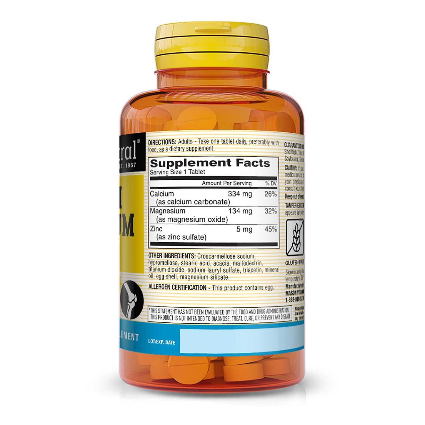 Mason Natural Calcium Magnesium & Zinc 100 Tablets