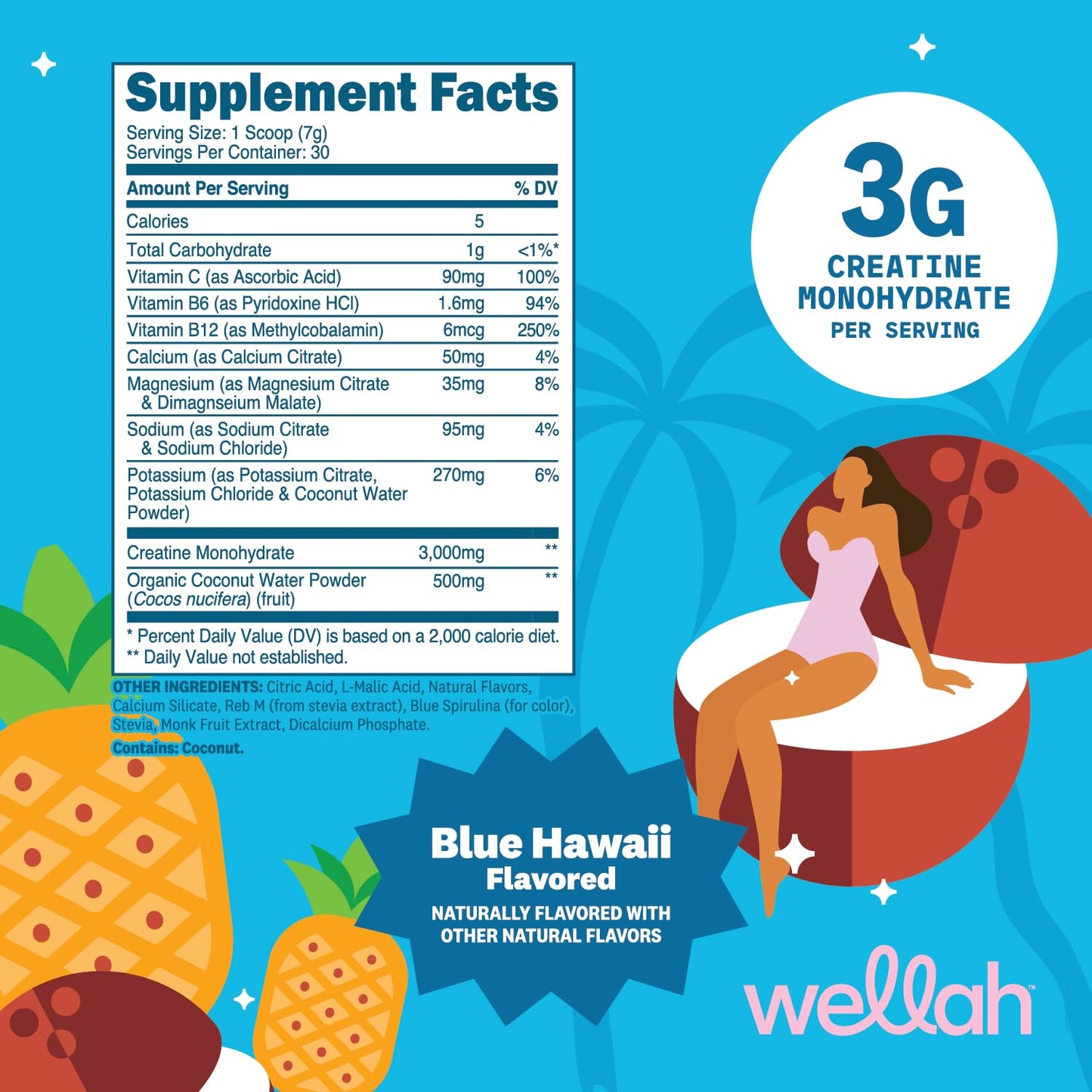 Wellah Creatine + Electrolytes Powder 7.8 Ounce