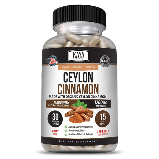 Kaya Naturals Ceylon Cinnamon Supplement Capsule, 30 Capsules