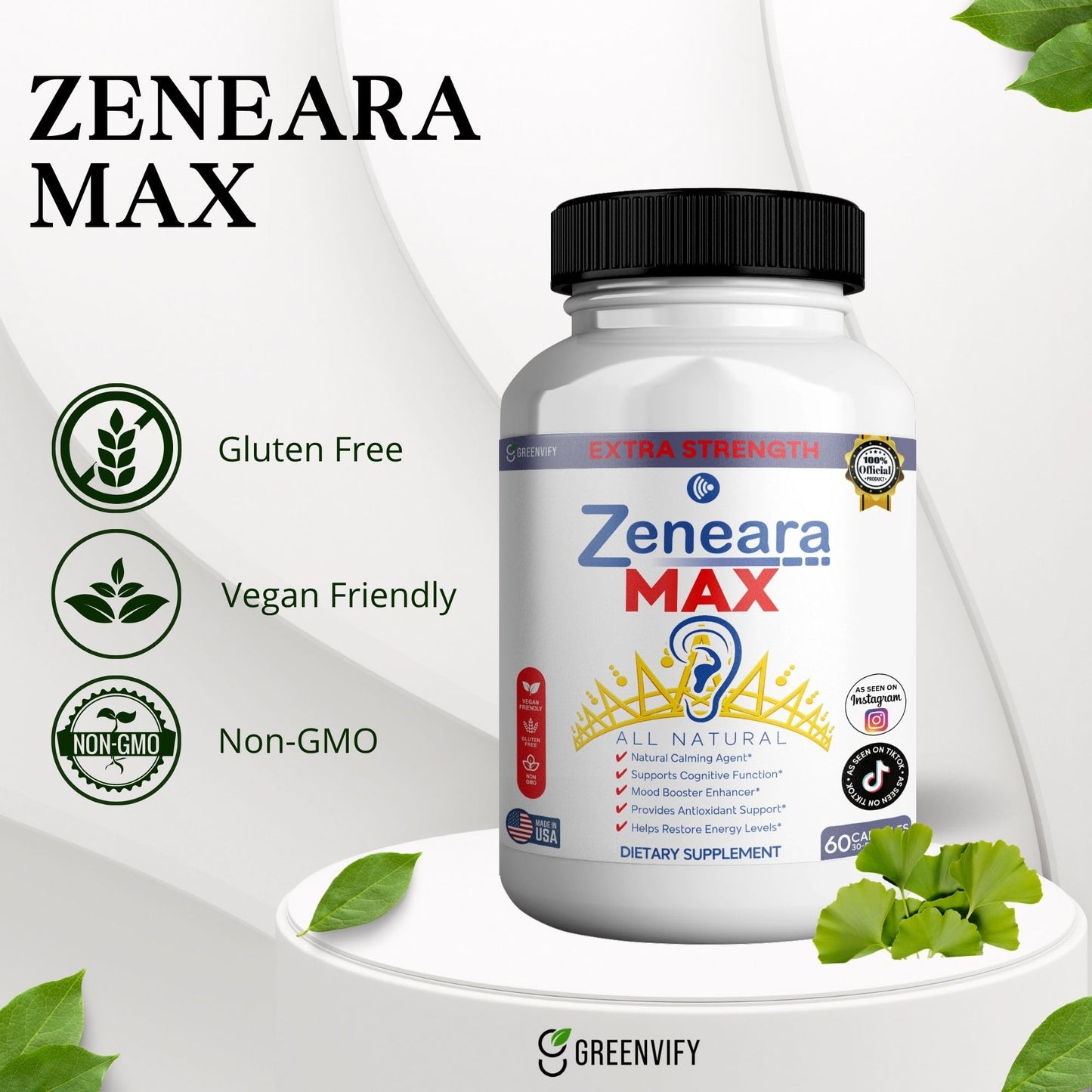 GREENVIFY Zeneara MAX Dietary Supplement Capsule, 60 Capsules