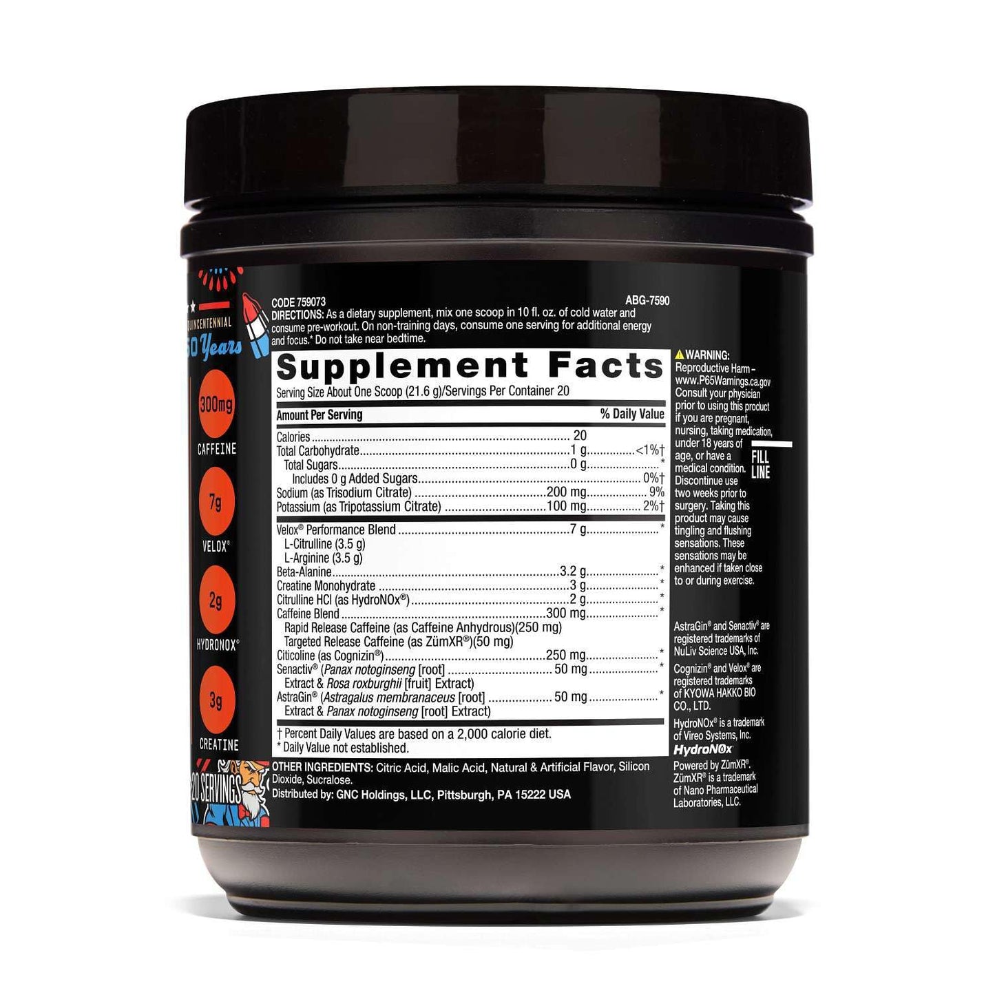 BEYOND RAW GNC LIT AF V2 Pre-Workout Patriot Pop Powder 15.2 oz