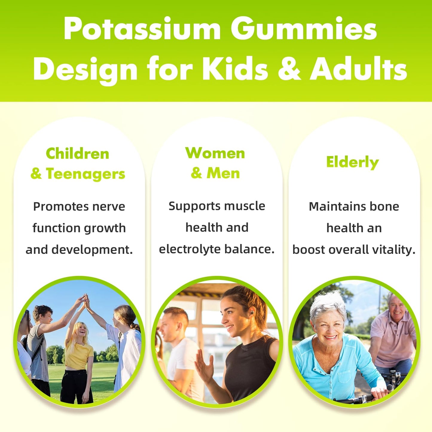Softbear Potassium Chloride Gummies 1200mg, Sugar-Free Pineapple Flavor, 120 Gummies