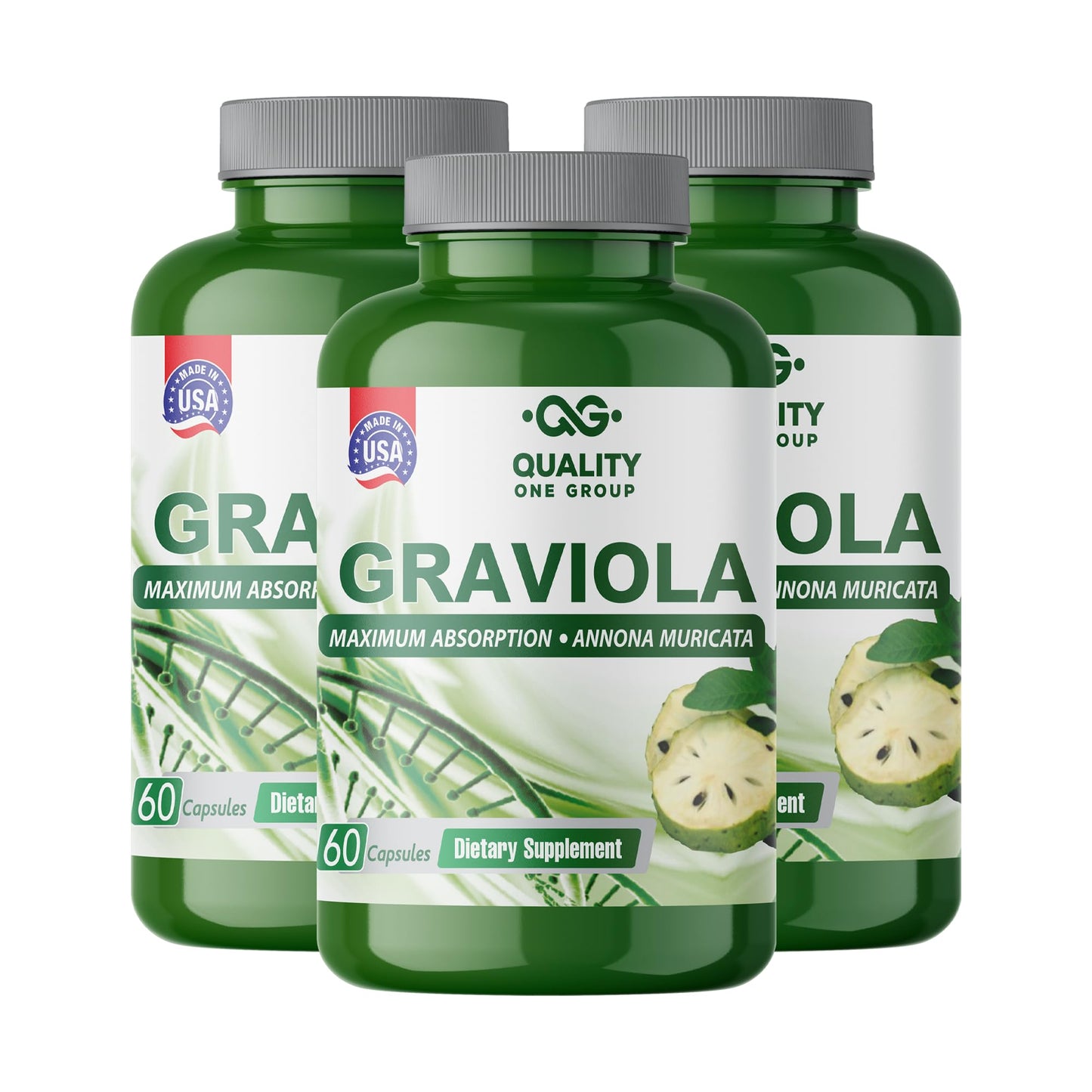 QUALITY ONE Graviola Max Pure Graviola Extract Supplement Soursop Immune Support & Antioxidants Capsules 180 Count