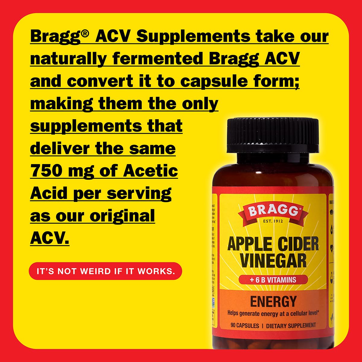 Bragg Balance Apple Cider Vinegar Capsules with Ashwagandha and B Vitamins, 180 Capsules