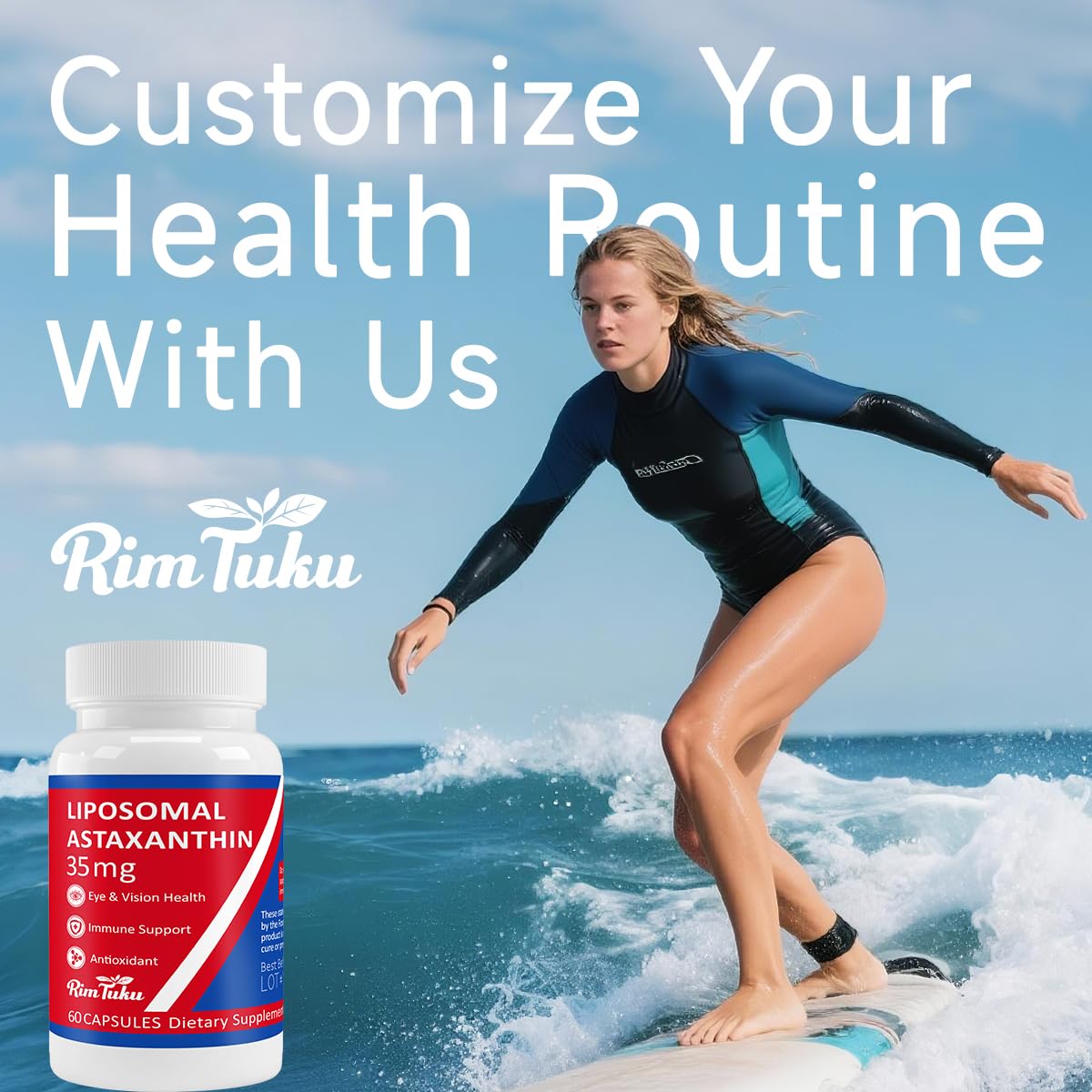 RimTuku 35mg Liposomal Astaxanthin Supplement Capsules, 60 Count