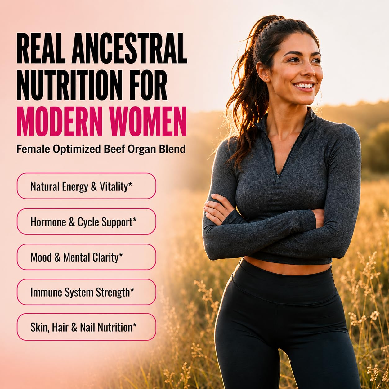PRIMAL FURY Grass Fed Beef Organ Supplement for Women 60 Capsules