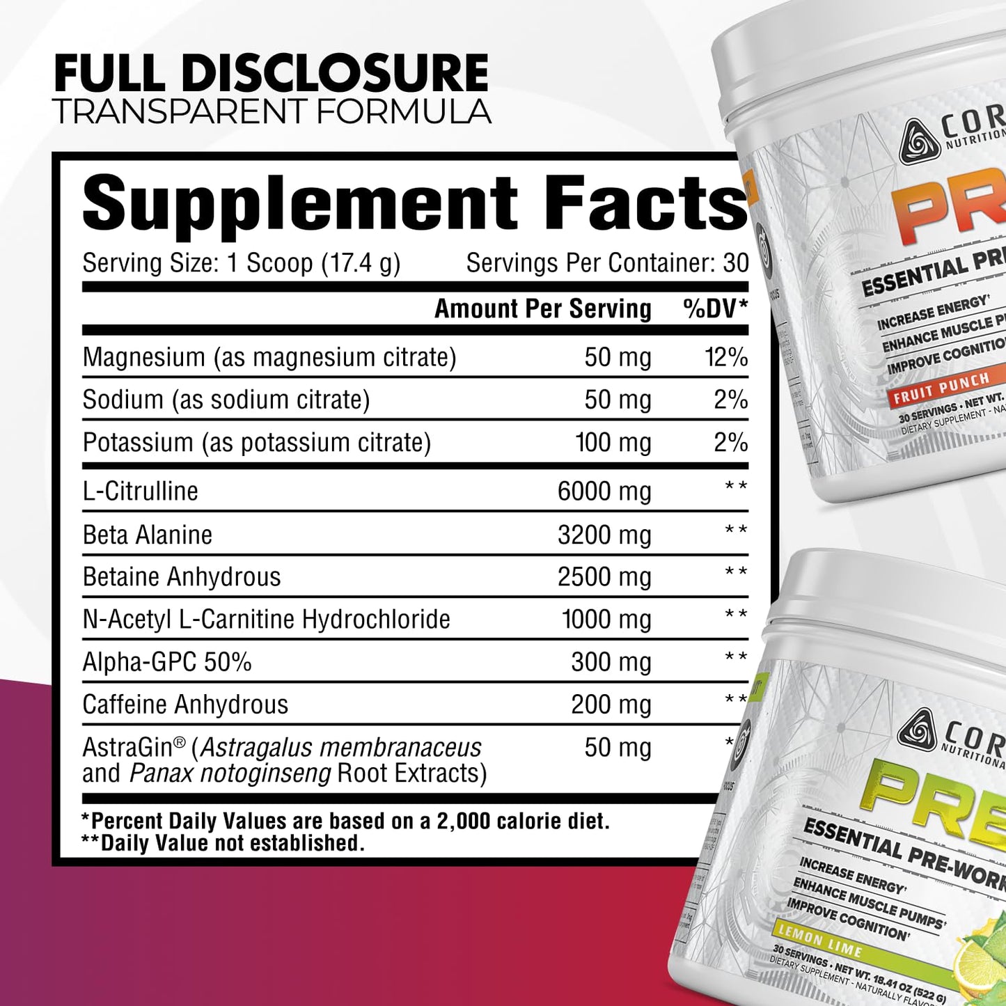 Core Nutritionals Essential Pre Workout Powder 19.2