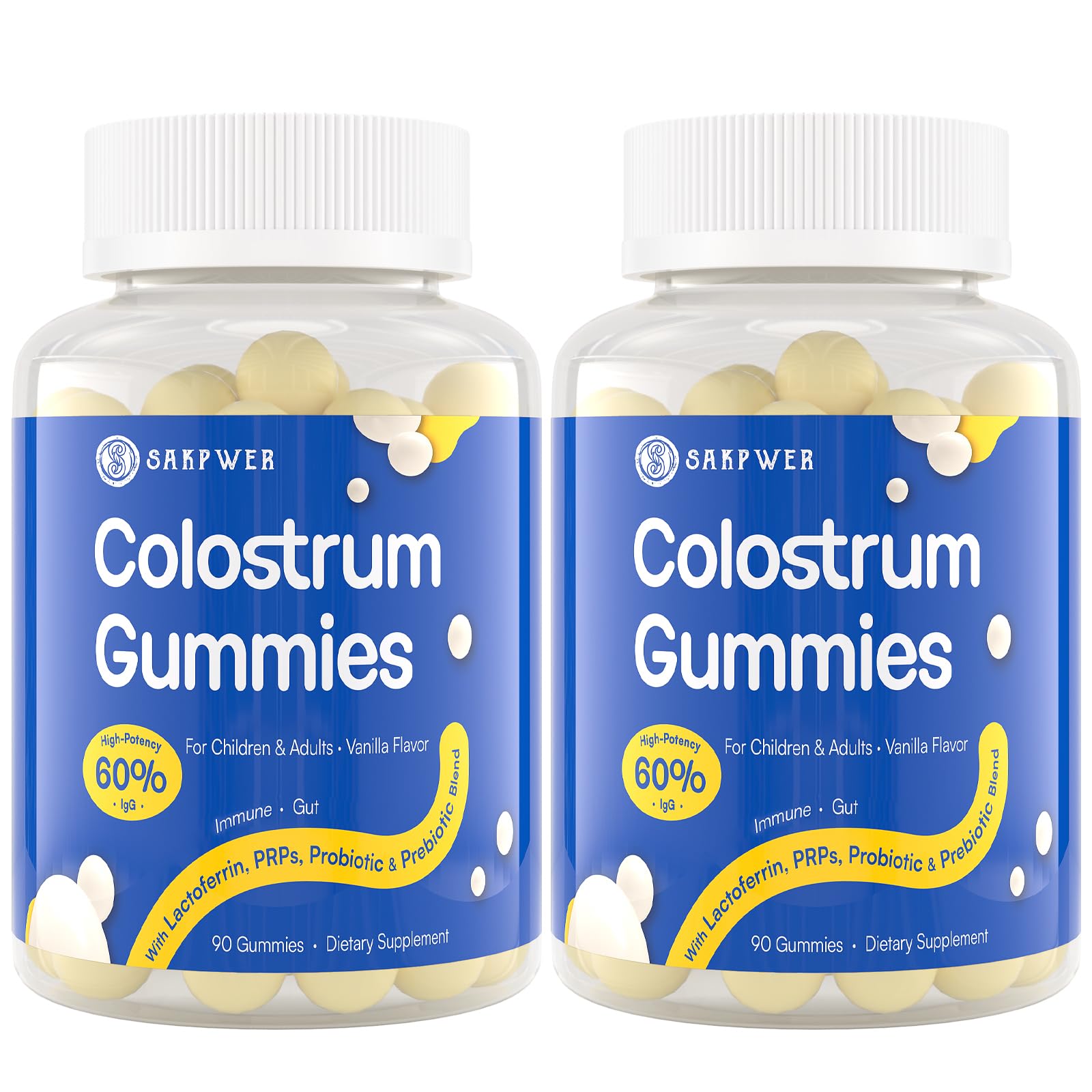 Sakpwer Bovine Colostrum Supplement Gummies, 180 Gummies
