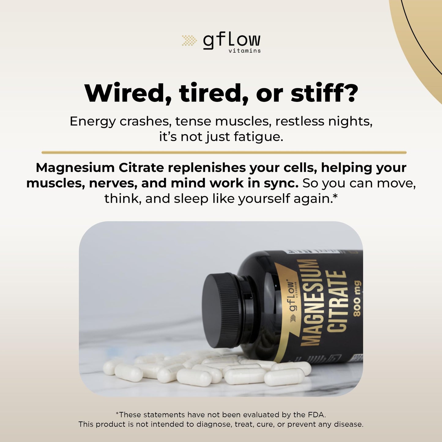 Gflow Vitamins Magnesium Citrate Supplement Capsule 90 Count