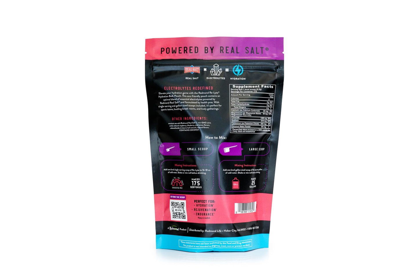 Redmond Re-Lyte Hydration Electrolyte Powder, 175 Servings, Mixed Berry