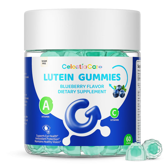 CelestiaCare Lutein and Zeaxanthin Eye Vitamins Gummies with Bilberry & Astaxanthin, Vision & Blue Light Support, 60 Gummies