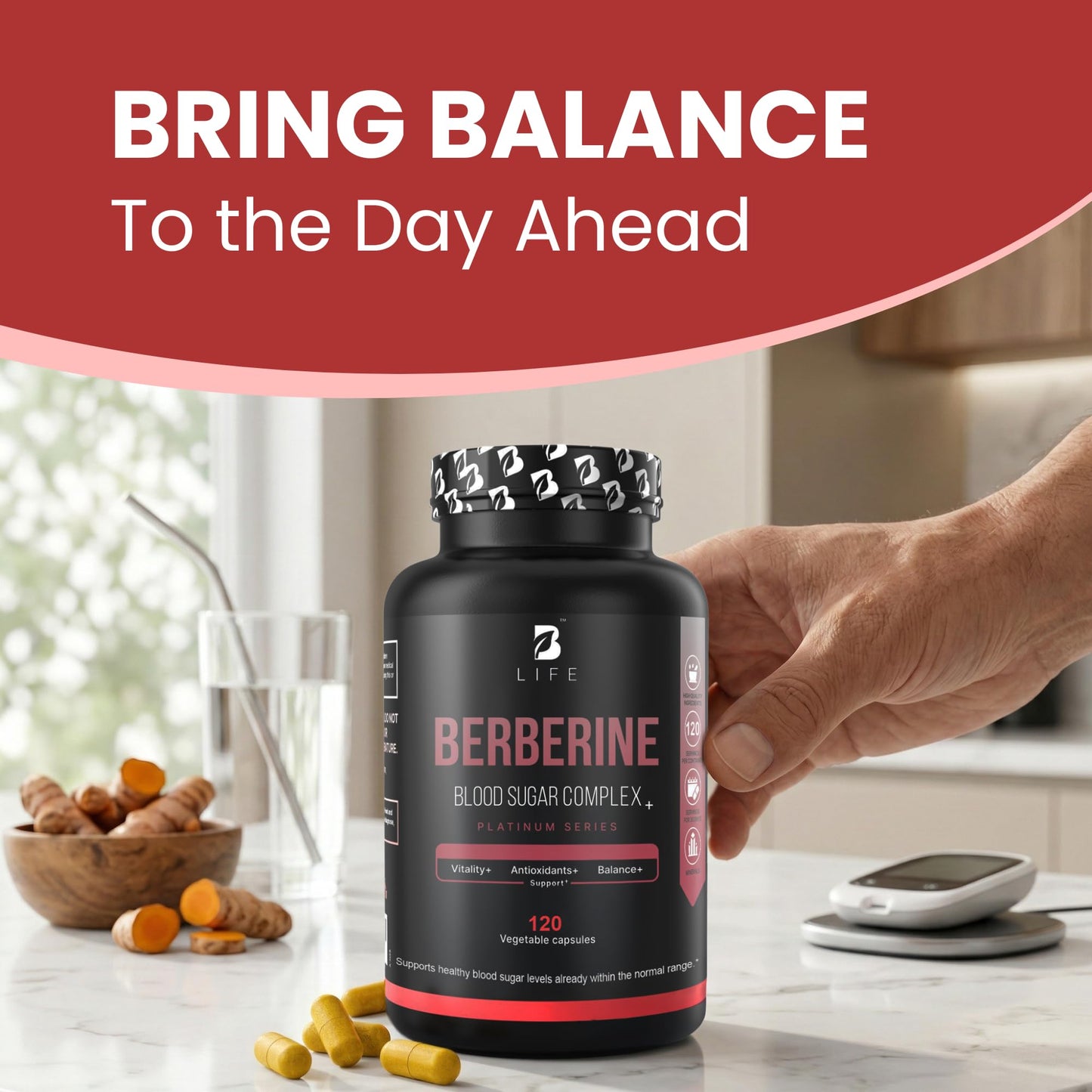 B Life Company Berberine Supplement 300mg – Berberine Complex Metabolism Capsule, 120 Capsules