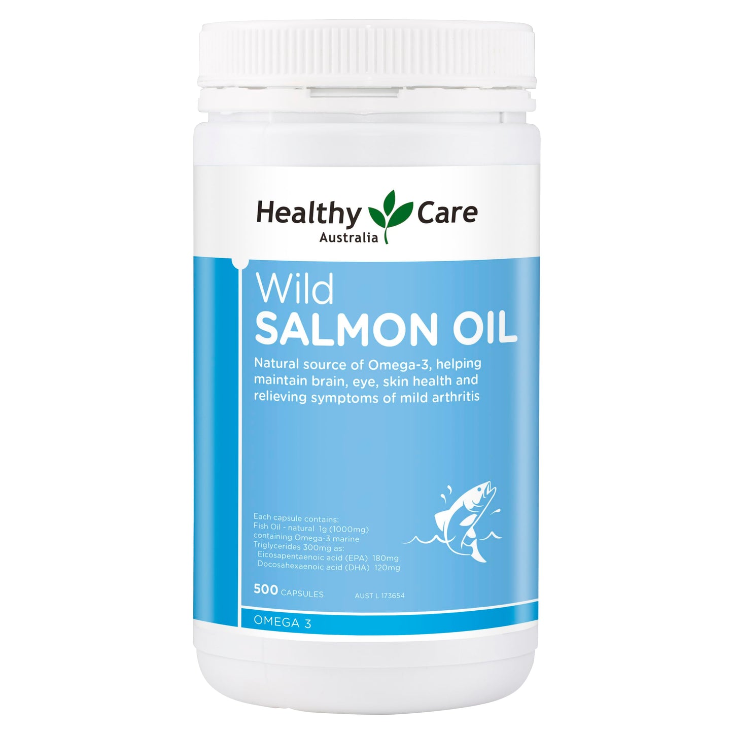 Healthy Care Wild Salmon Oil 1000mg Capsules, 500 Count