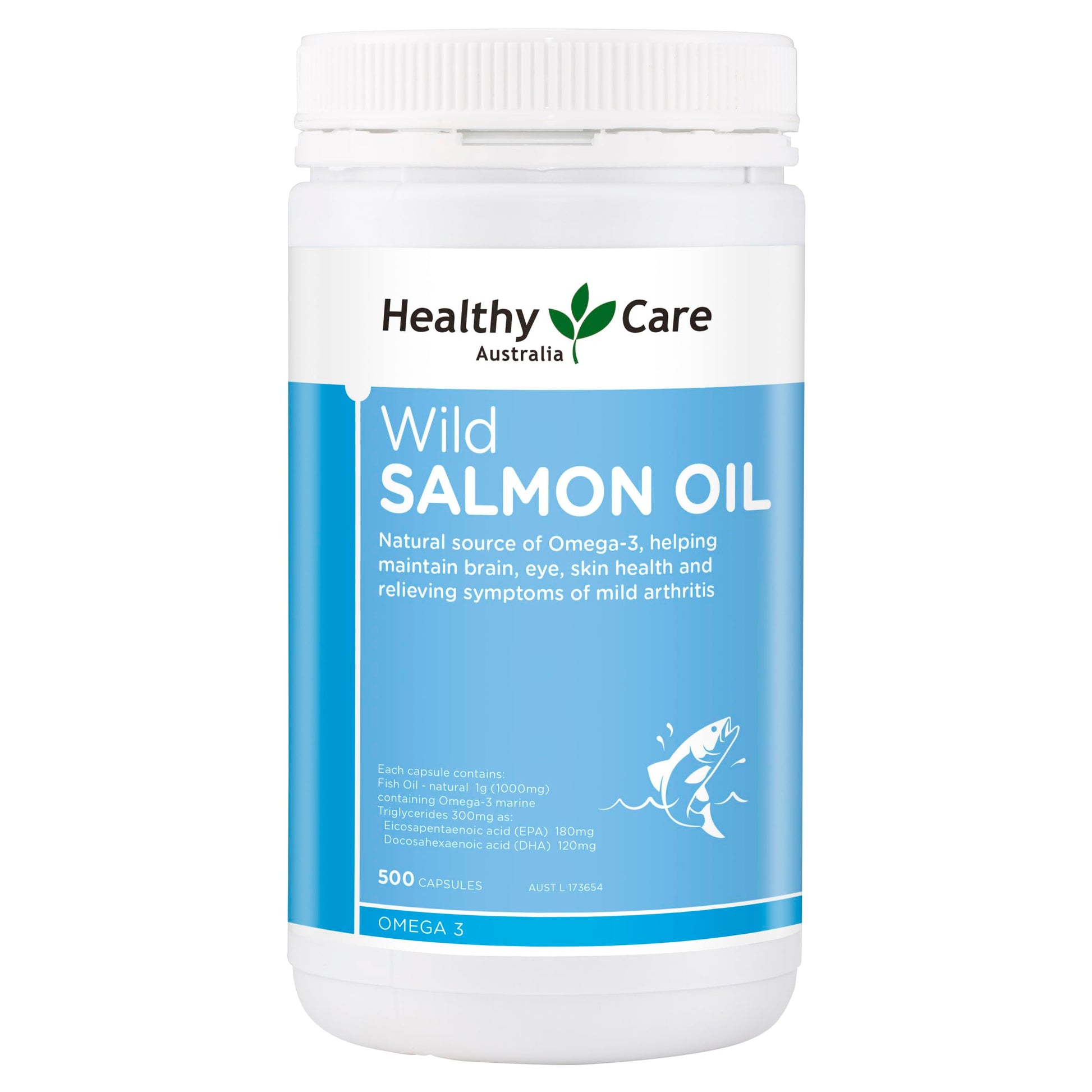 Healthy Care Wild Salmon Oil 1000mg Capsules, 500 Count