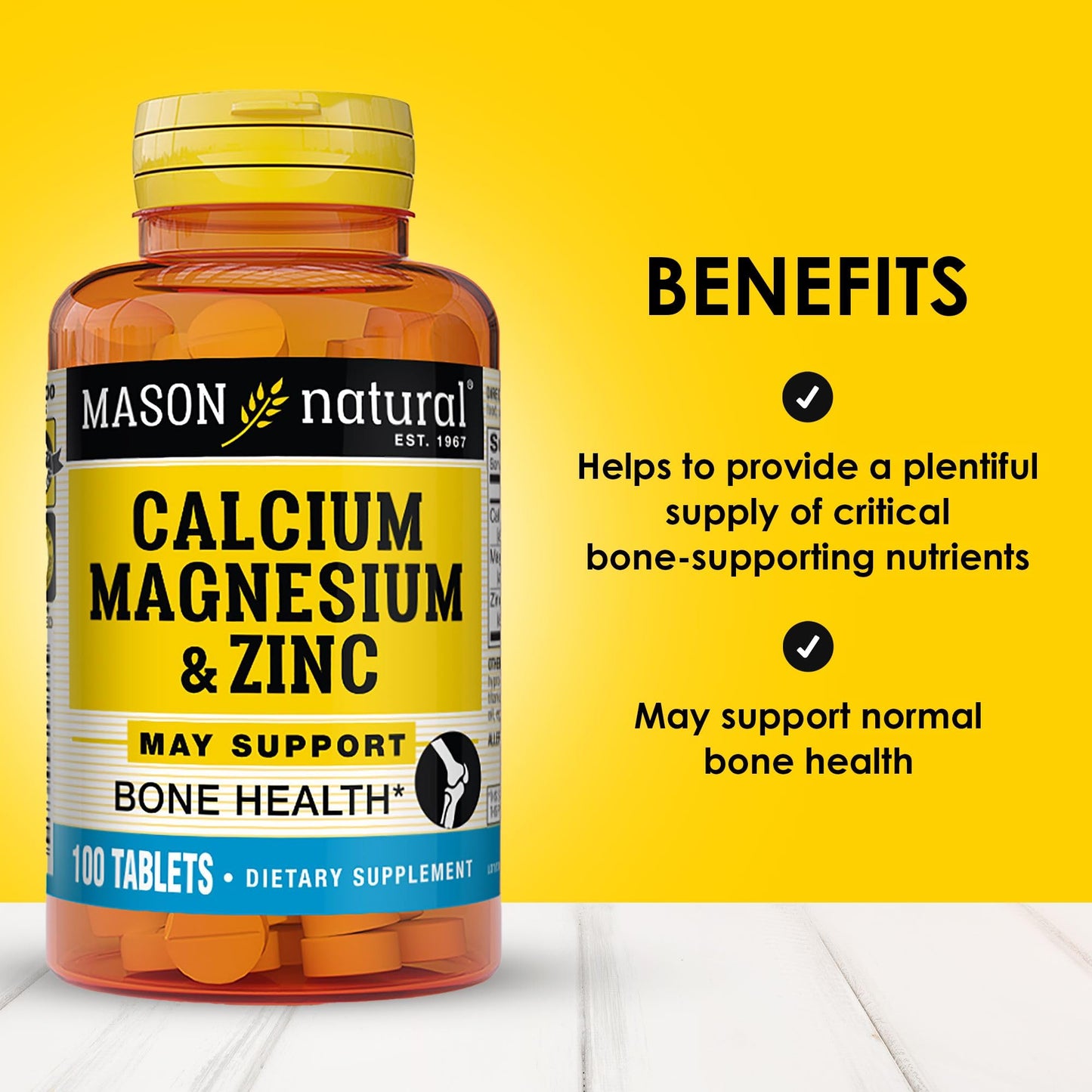Mason Natural Calcium Magnesium & Zinc Tablet, 300 Tablets