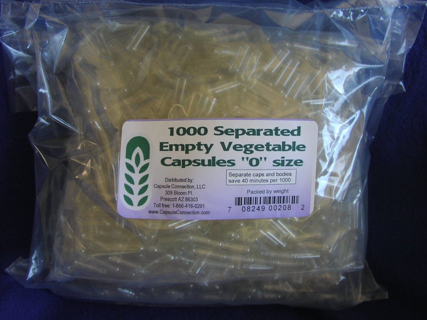 Capsule Connection Separated Empty Vegetable Capsules Size 0, 1000 Capsules