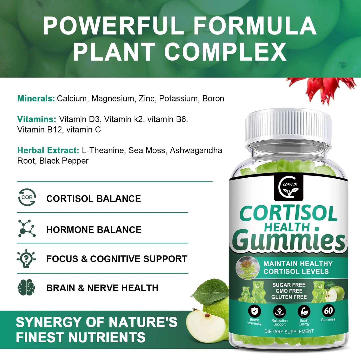 GORNVB Cortisol Gummies 120 Count