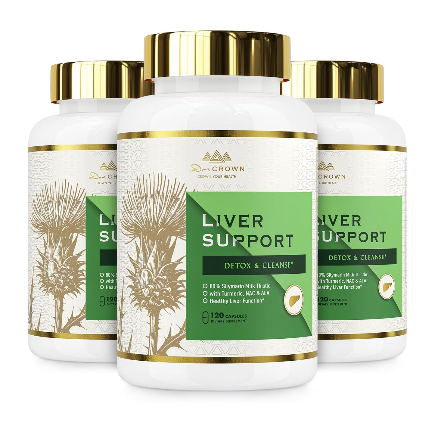 DR. CROWN Milk Thistle Capsule 360 Count for Liver Cleanse Detox & Repair, with NAC, Artichoke, Turmeric & Dandelion