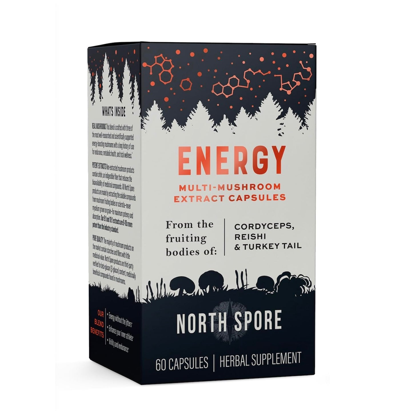North Spore Organic Energy Mushroom Supplement Capsule 1 Count