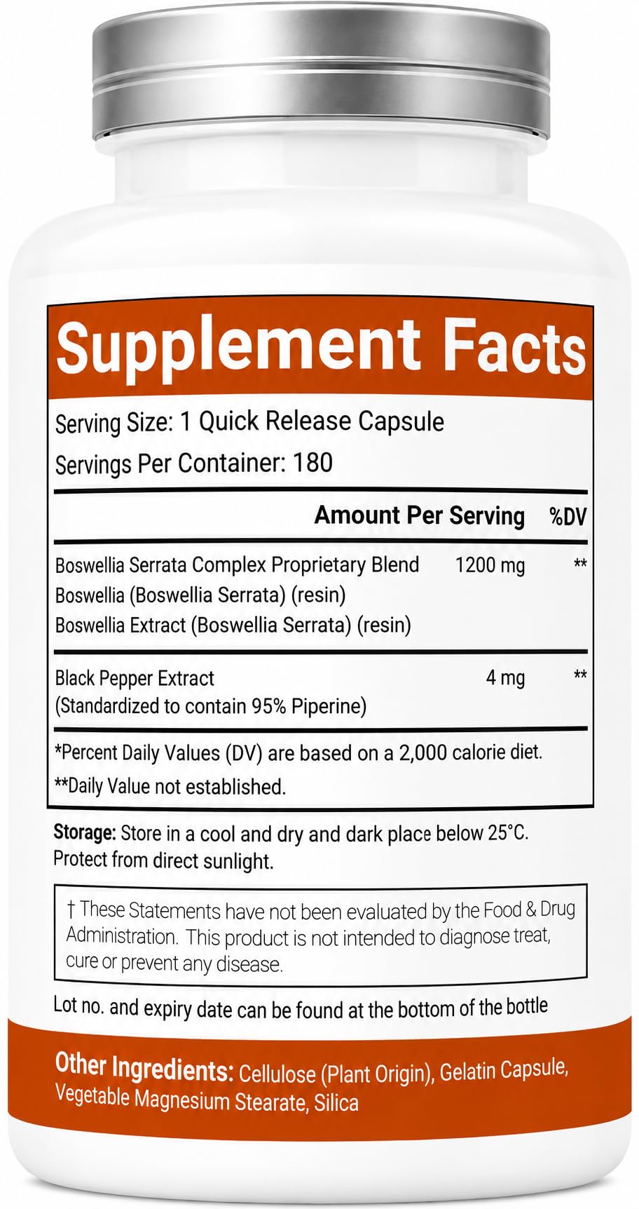 VitaCosmoX Boswellia Serrata Complex Capsules, 180 Count