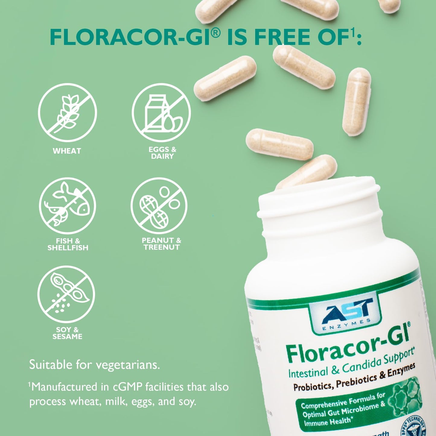 AST Enzymes Floracor Capsules, 60 Count