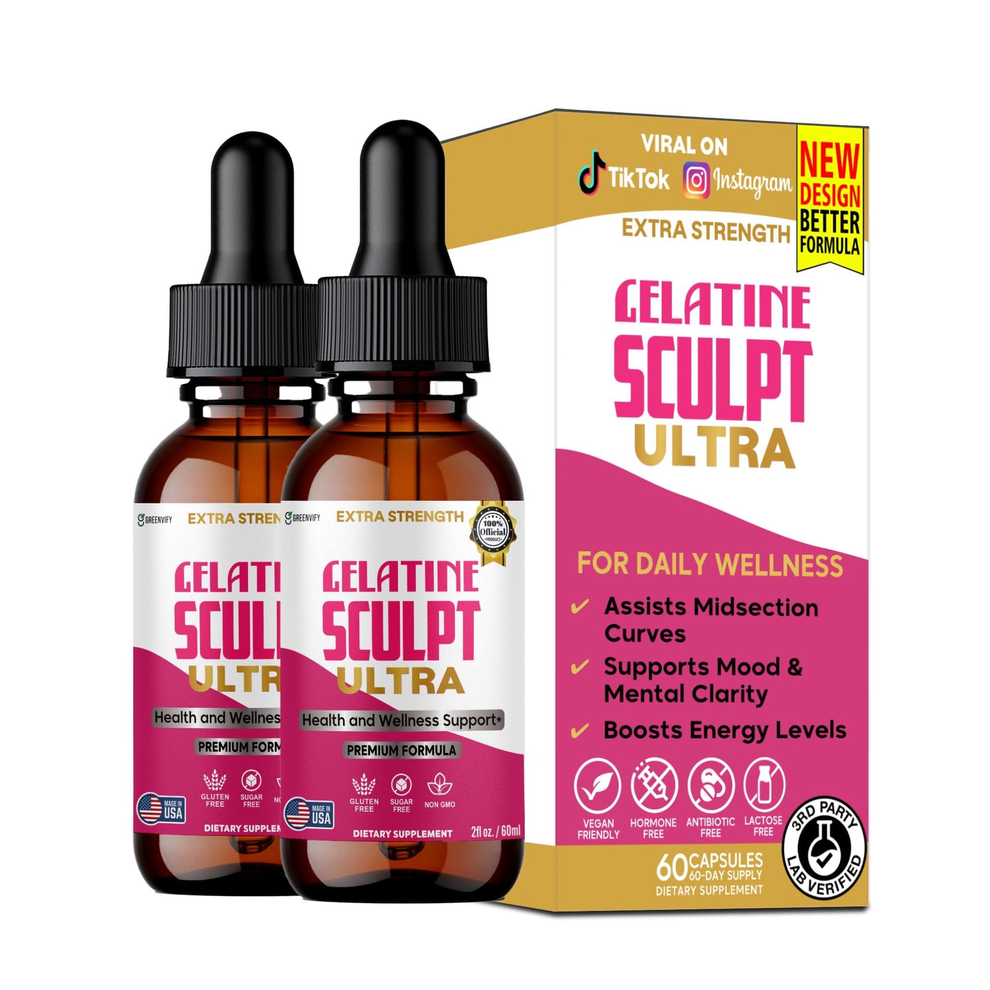 GREENVIFY Gelatine Sculpt Ultra Health and Wellness Support, 60 Capsules