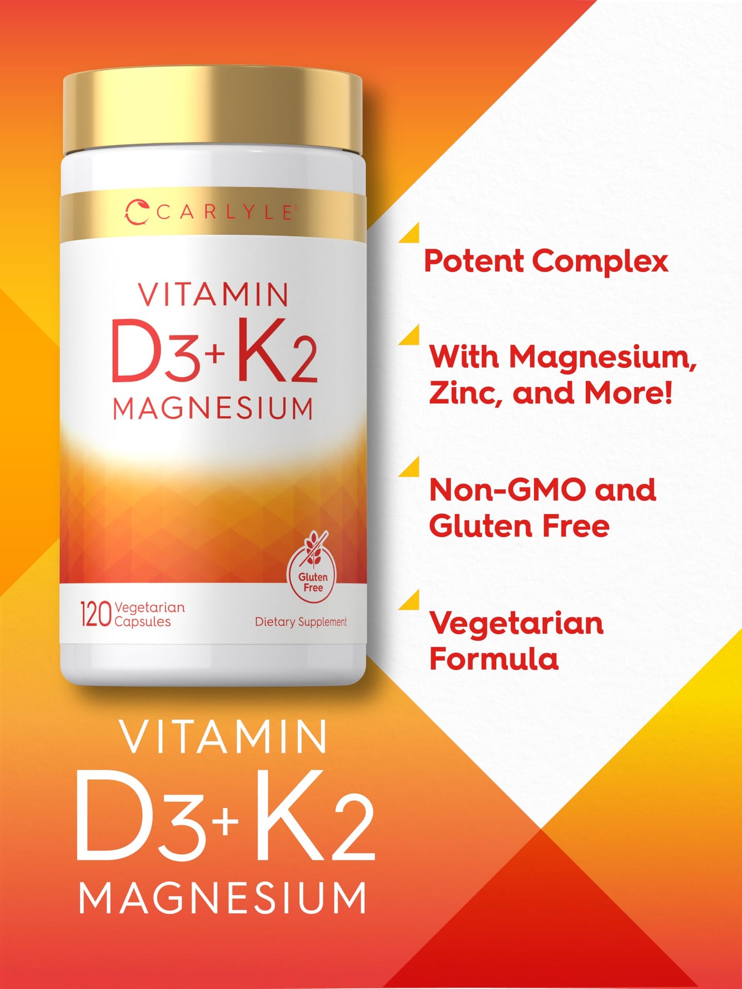 Carlyle Vitamin D3 K2 Capsule 120 Count