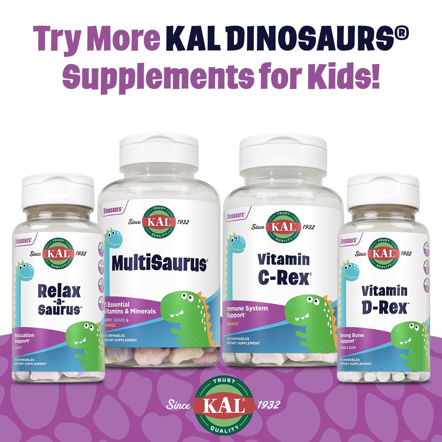 KAL Relax-a-Saurus Chewables, 30 Count