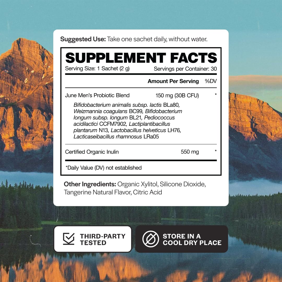 June Science Daily Hero for Men Fast Melt Pre + Probiotic for Men - Tangerine Flavor Powder, 2.1 oz