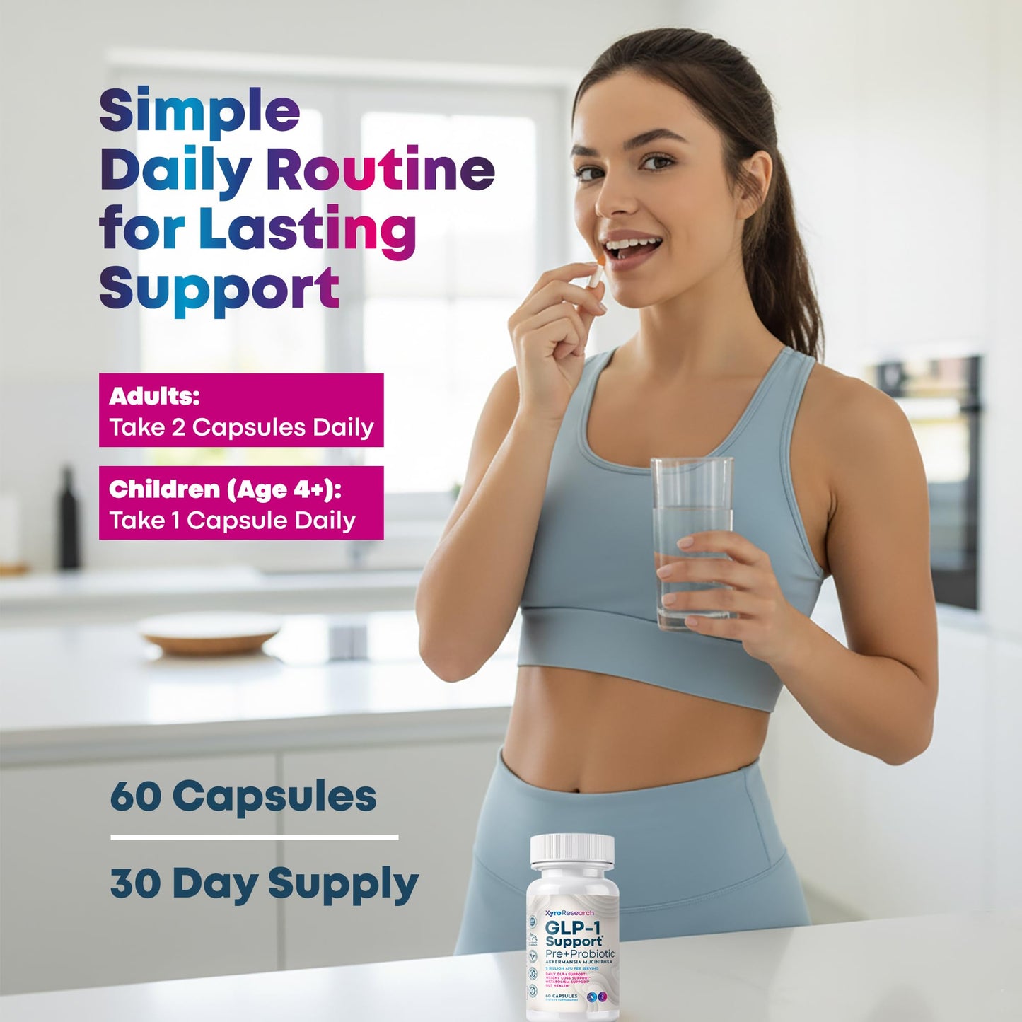 Xyro Research GLP-1 Support Weight Loss Probiotic Supplement Capsule 60 Count