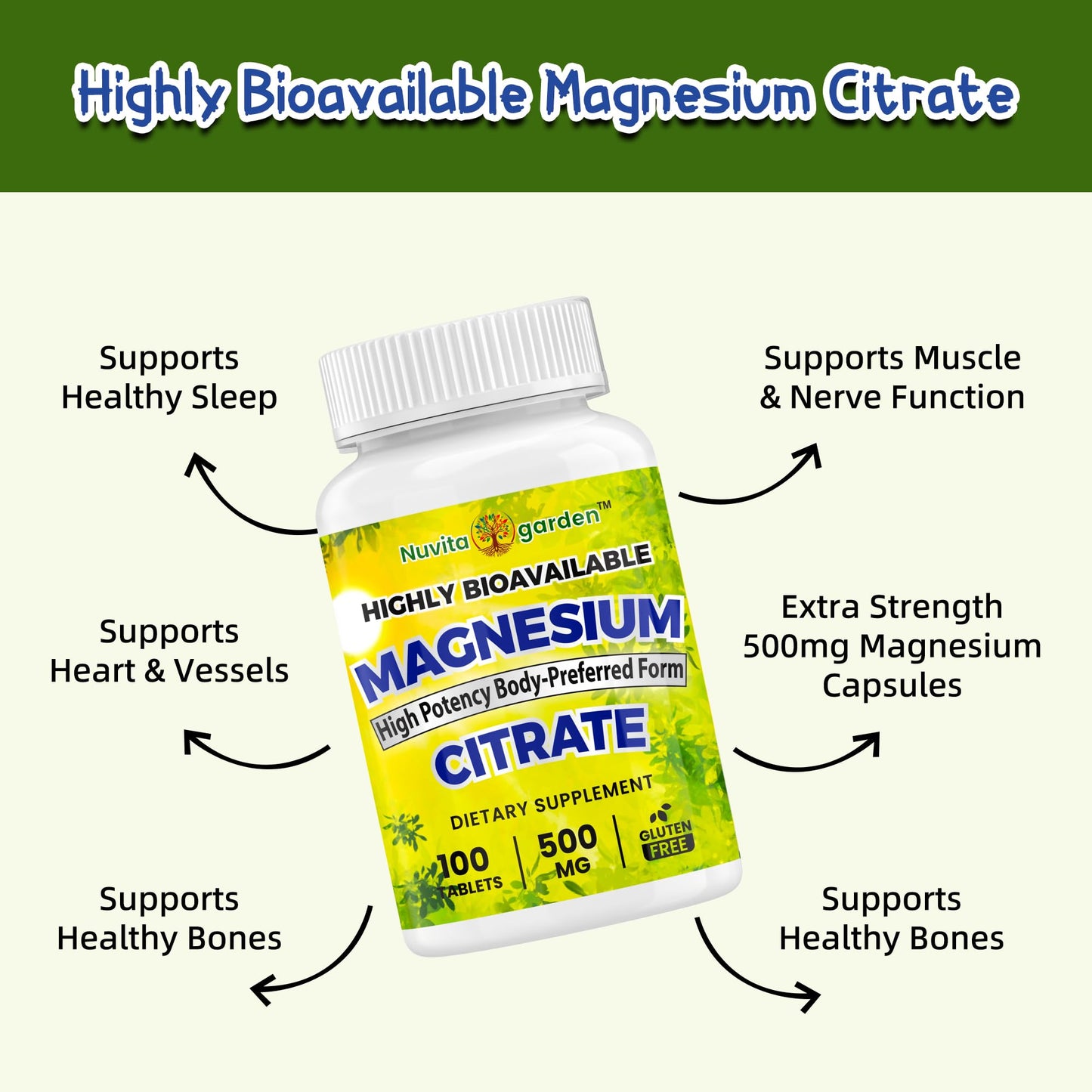 NoMiLu Magnesium Citrate 500 MG Tablet, 100 Tablets