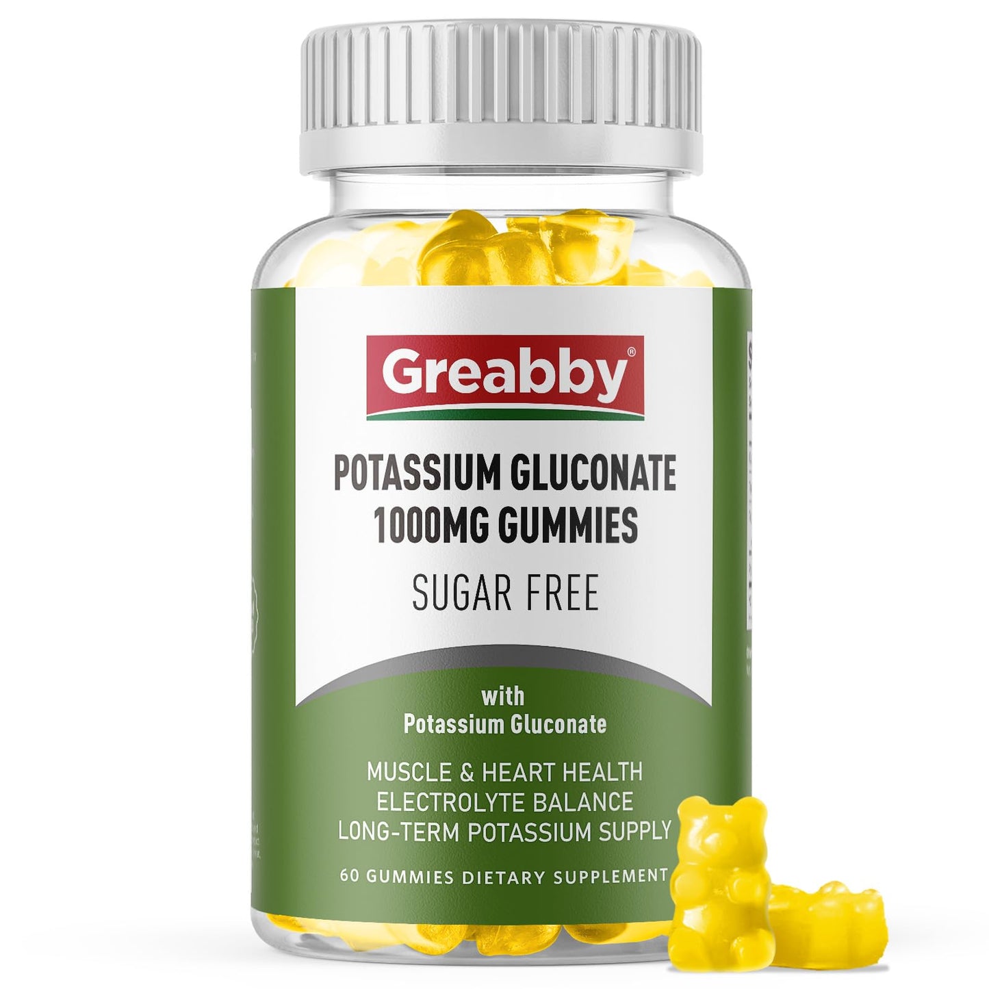 GREABBY Potassium Gluconate 1000 mg Gummies 60 Count