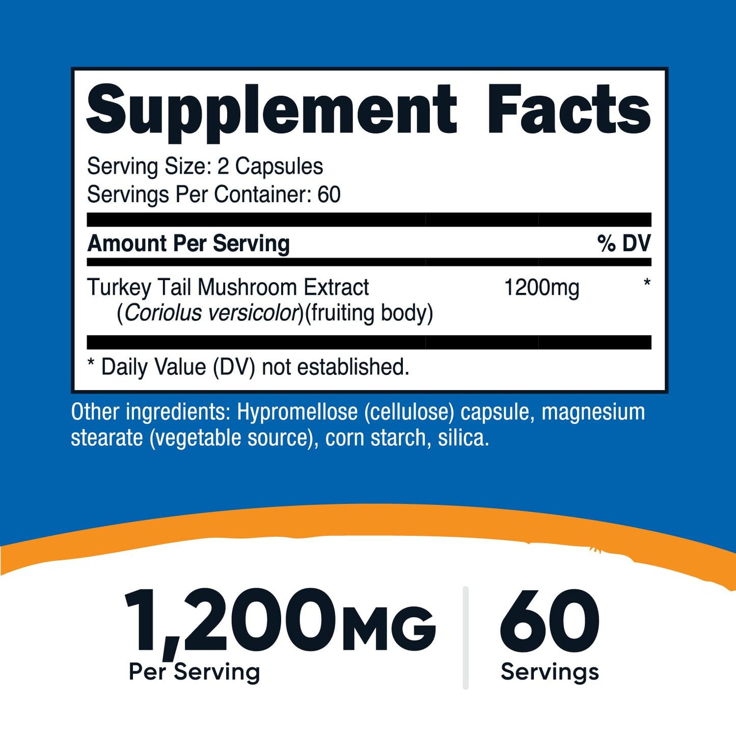 Nutricost Turkey Tail Mushroom Capsules 1200mg, 120 Capsules