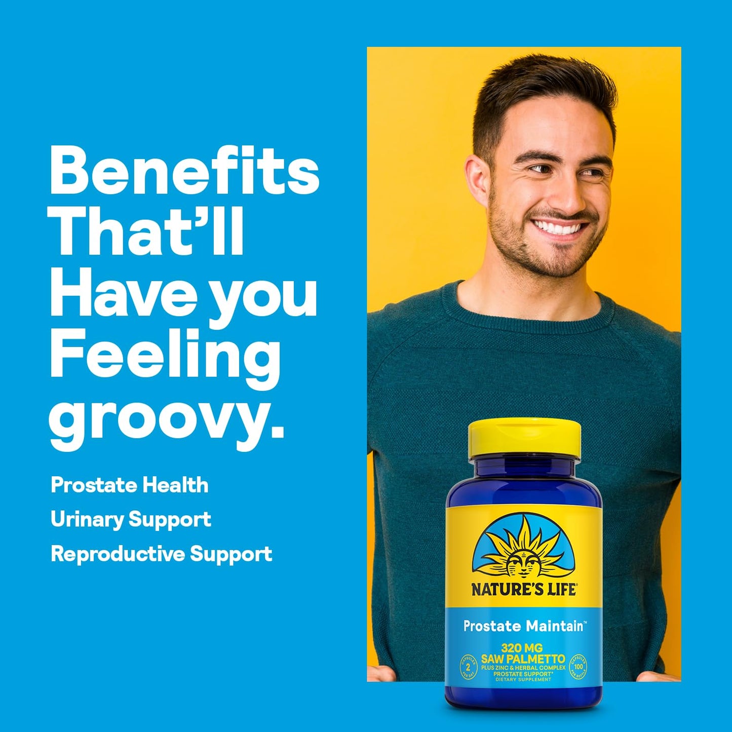 Nature's Life Prostate Maintain Prostate Support Supplement with Saw Palmetto, Pygeum Herbal Complex & Zinc, Capsules, 100 Count