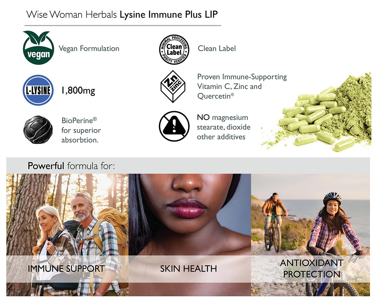 Wise Woman Herbals Lysine Immune Plus Lip Capsule 120 Count