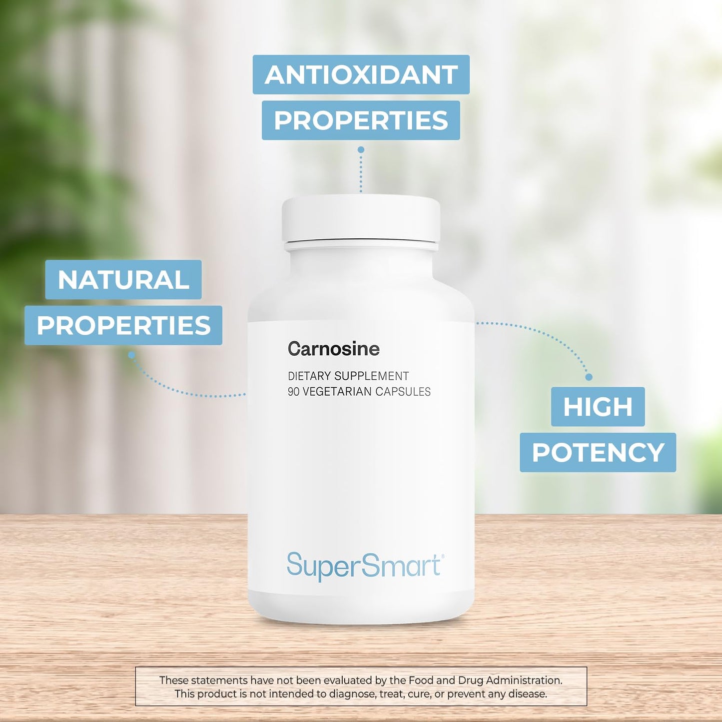 Supersmart Carnosine 1500mg per Day (High Potency) Dipeptide L-Carnosine Supplement, Non-GMO, 90 Vegetarian Capsules